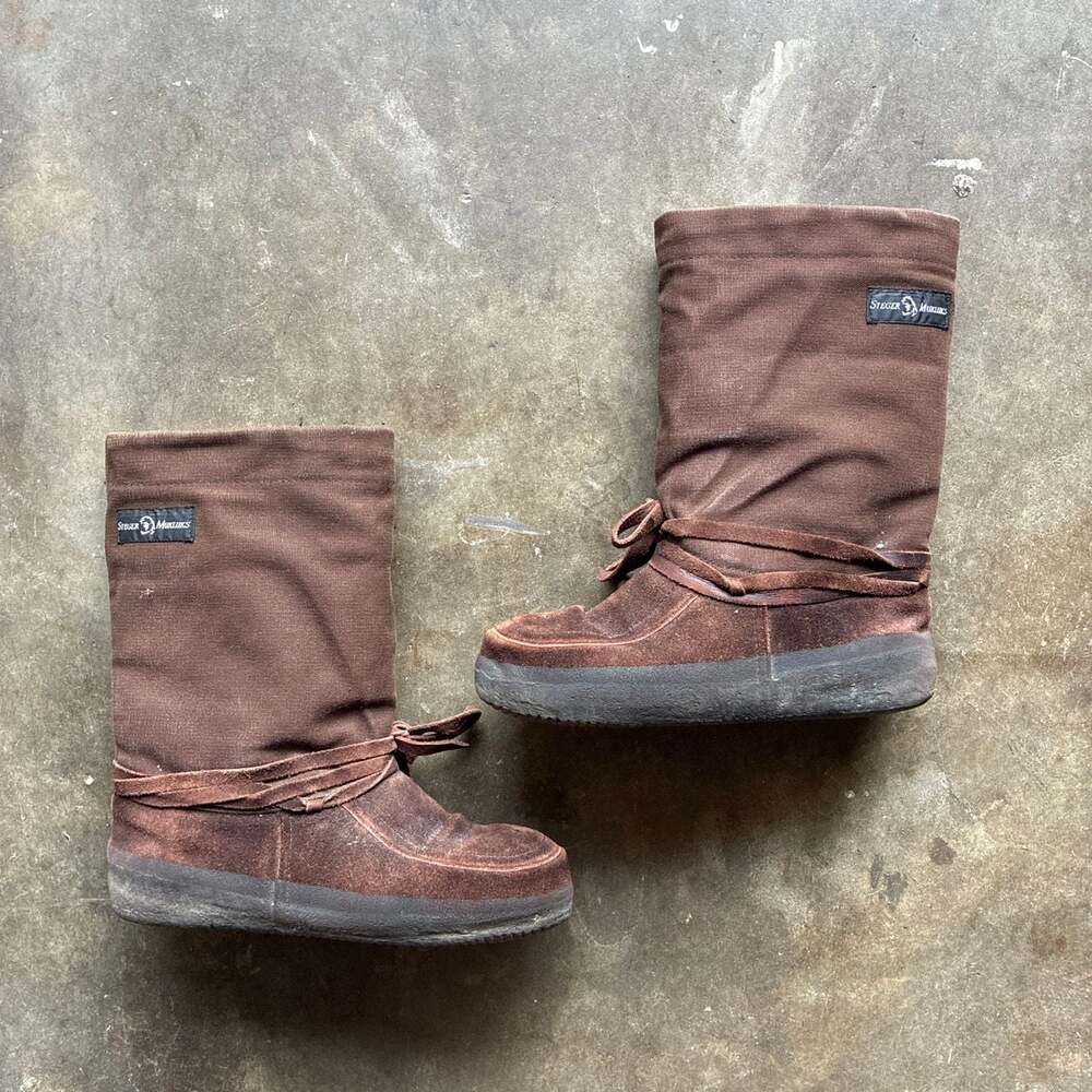 Steger Mukluks Men's 11+ Brown Canvas Moosehide Leather Winter Boots